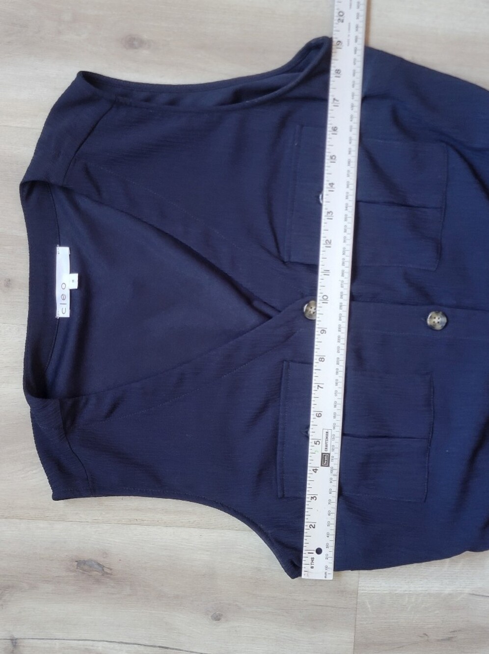 Sleeveless Navy Button-Front Shirt Dress with Tie Waist - Picture 5 of 10